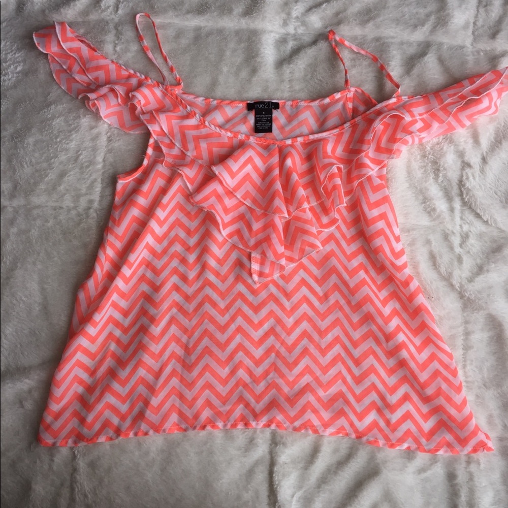 Ruffled rue 21 cold shoulder crop top